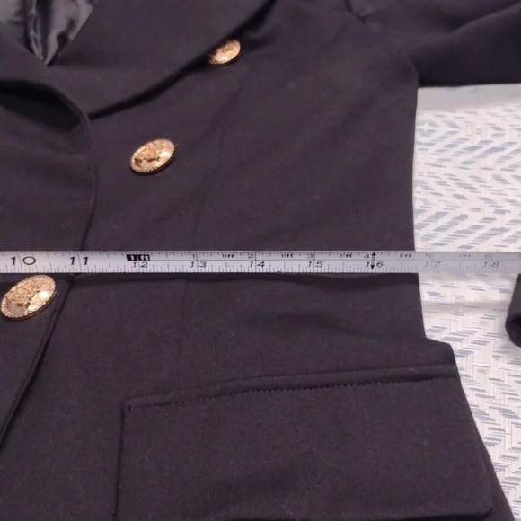 Attitude Unknown Chic Black Double-Breasted Blazer with Gold Accents - Picture 16 of 16